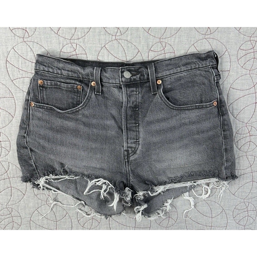 Levi's 501 Classic Fit Distressed Denim Shorts Black / Women's 30